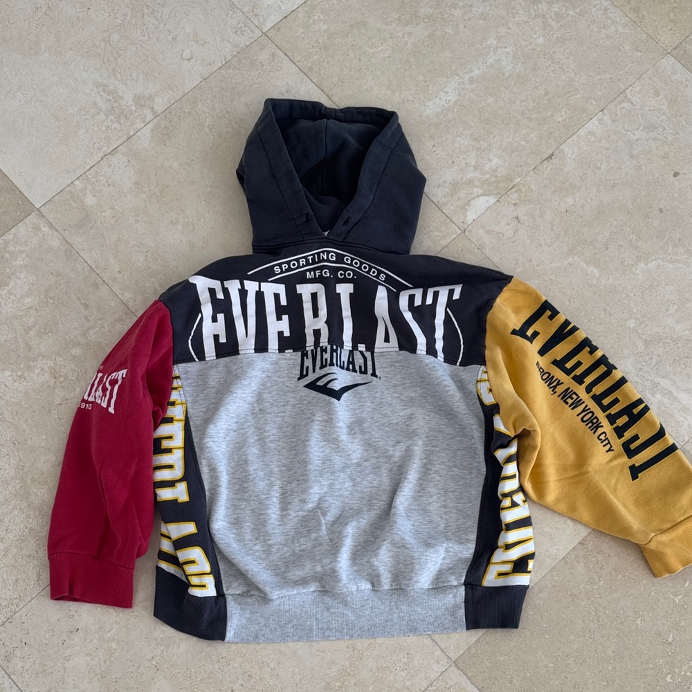 Everlast Colorblock Pullover Hoodie in Black, Gray, Maroon & Mustard